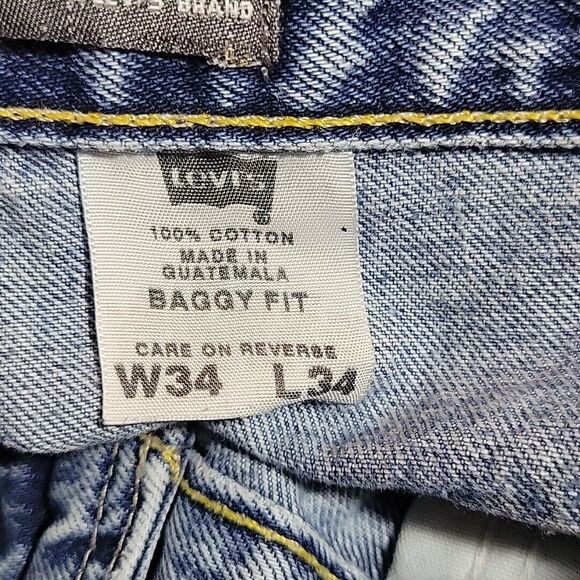 VTG Levis Silvertab Jeans Mens 34x34 Blue Baggy Fit Skater Y2K Denim Streetwear - Picture 9 of 9